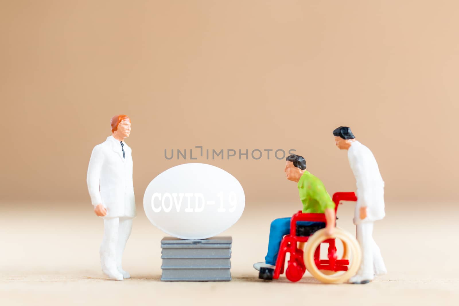 Miniature people , Doctor research and Development Coronavirus Vaccine , Medicine to stop outbreak Coronavirus COVID-19.