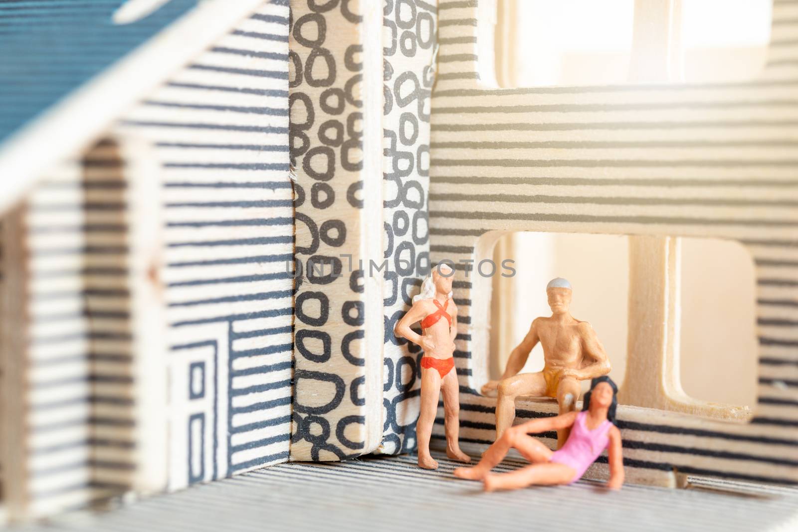 Miniature people stay at home doing self-quarantine to avoid coronavirus, , stay home concept