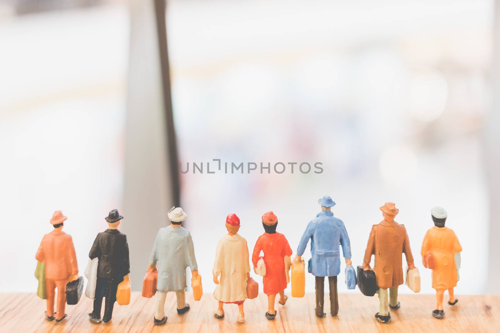 Miniature people : Travellers walking on The bridge , Holiday and Travel concept