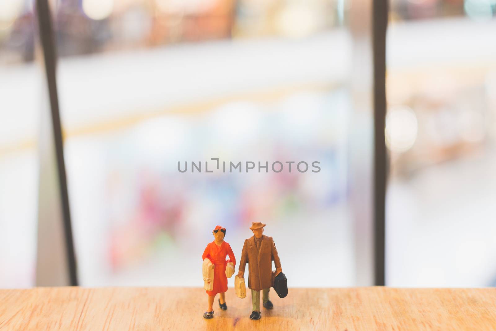 Miniature people : Travellers walking on The bridge , Holiday and Travel concept