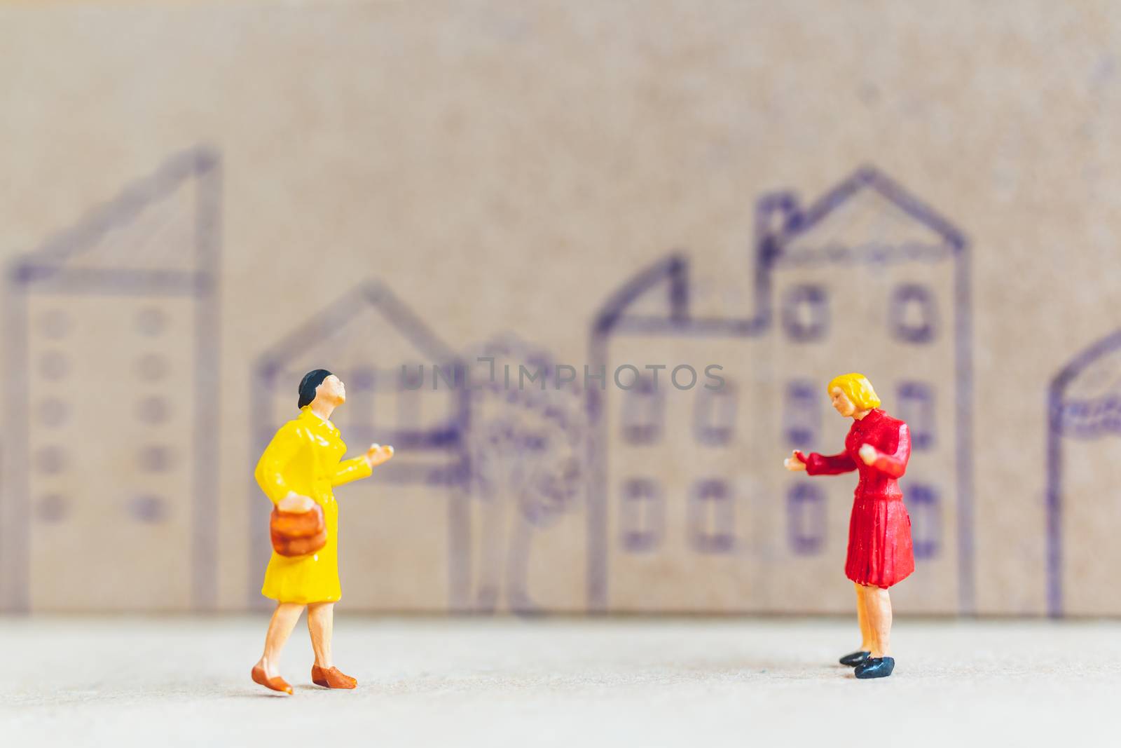 Miniature people stay at home doing self-quarantine to avoid coronavirus, , stay home concept