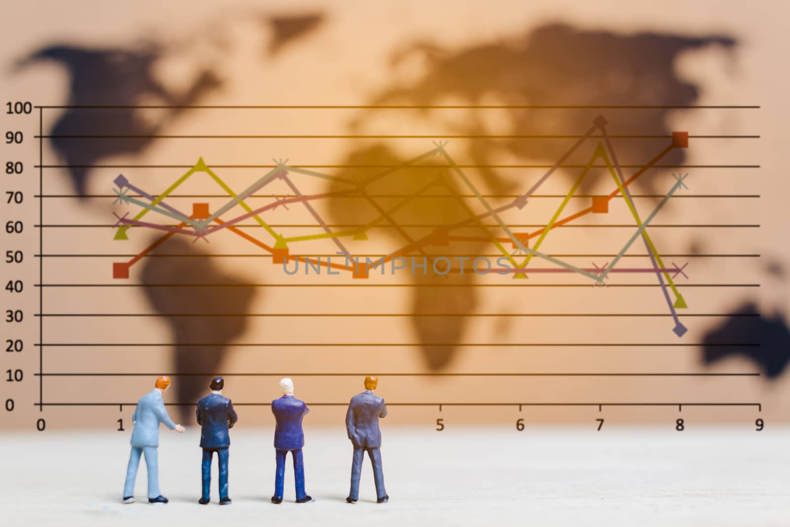 Miniature people :Businessman standing on world map Background , Growing business concept