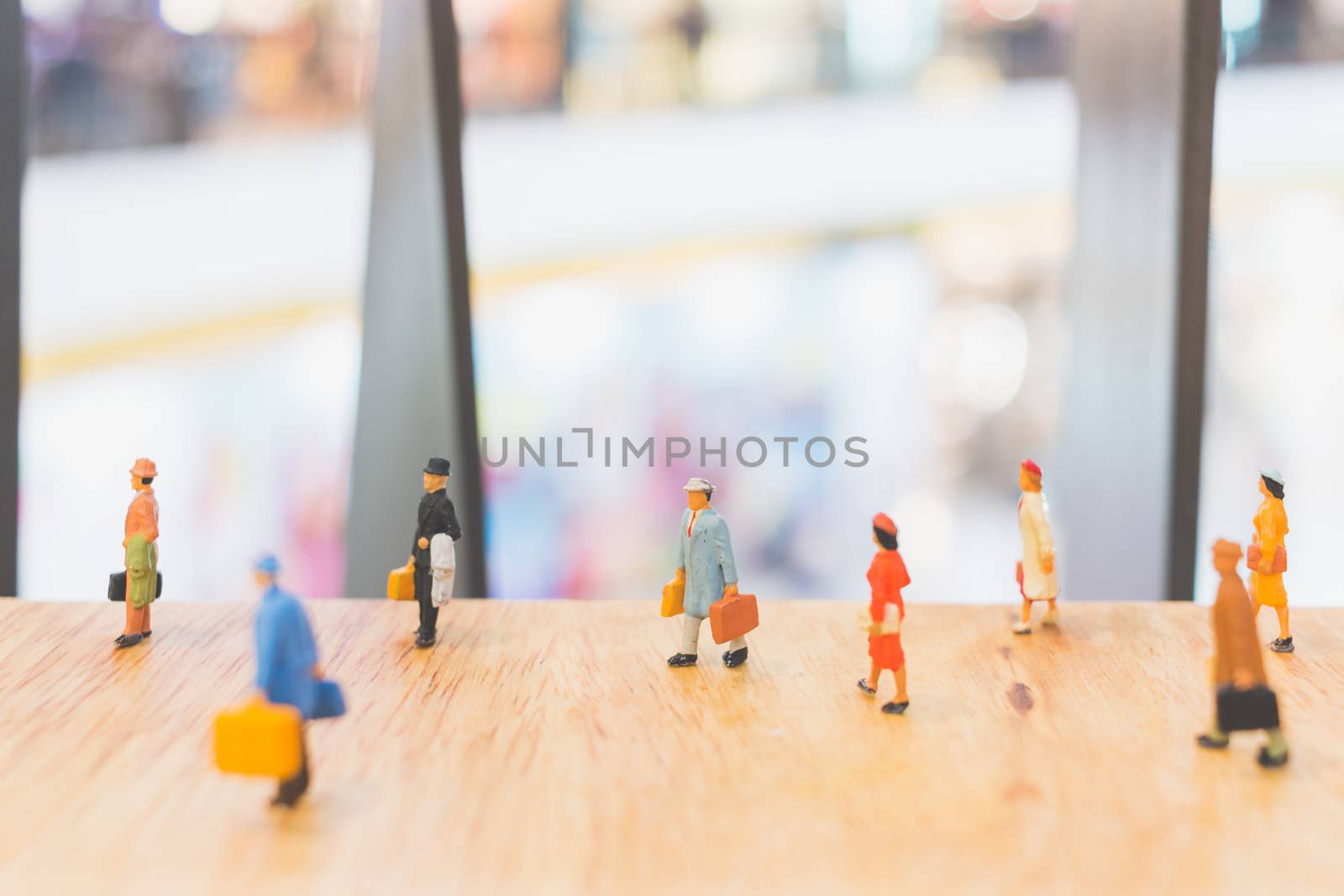 Miniature people : Travellers walking on The bridge , Holiday and Travel concept