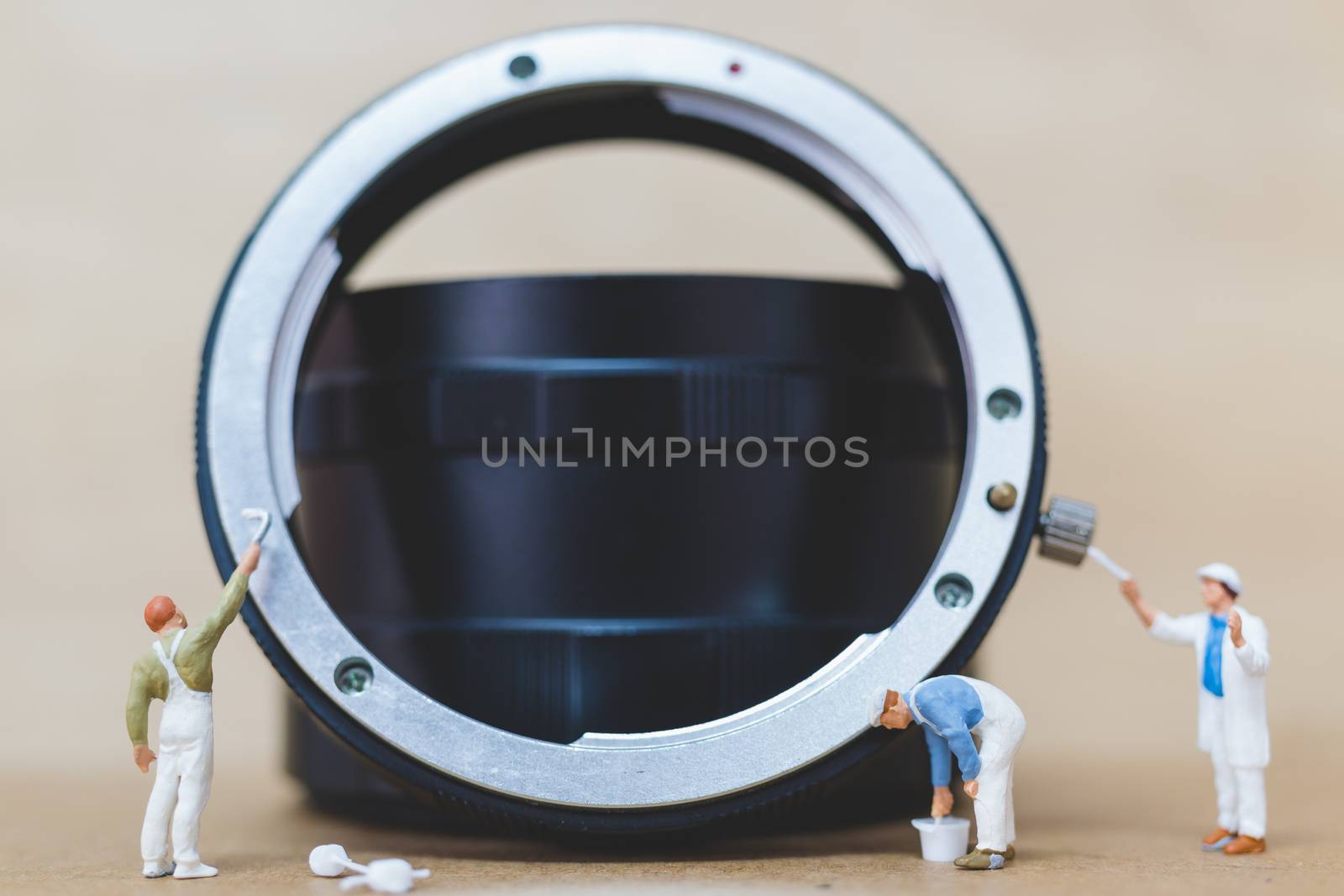 Miniature people : Worker team checking The pipe , Plumbing repair service concept