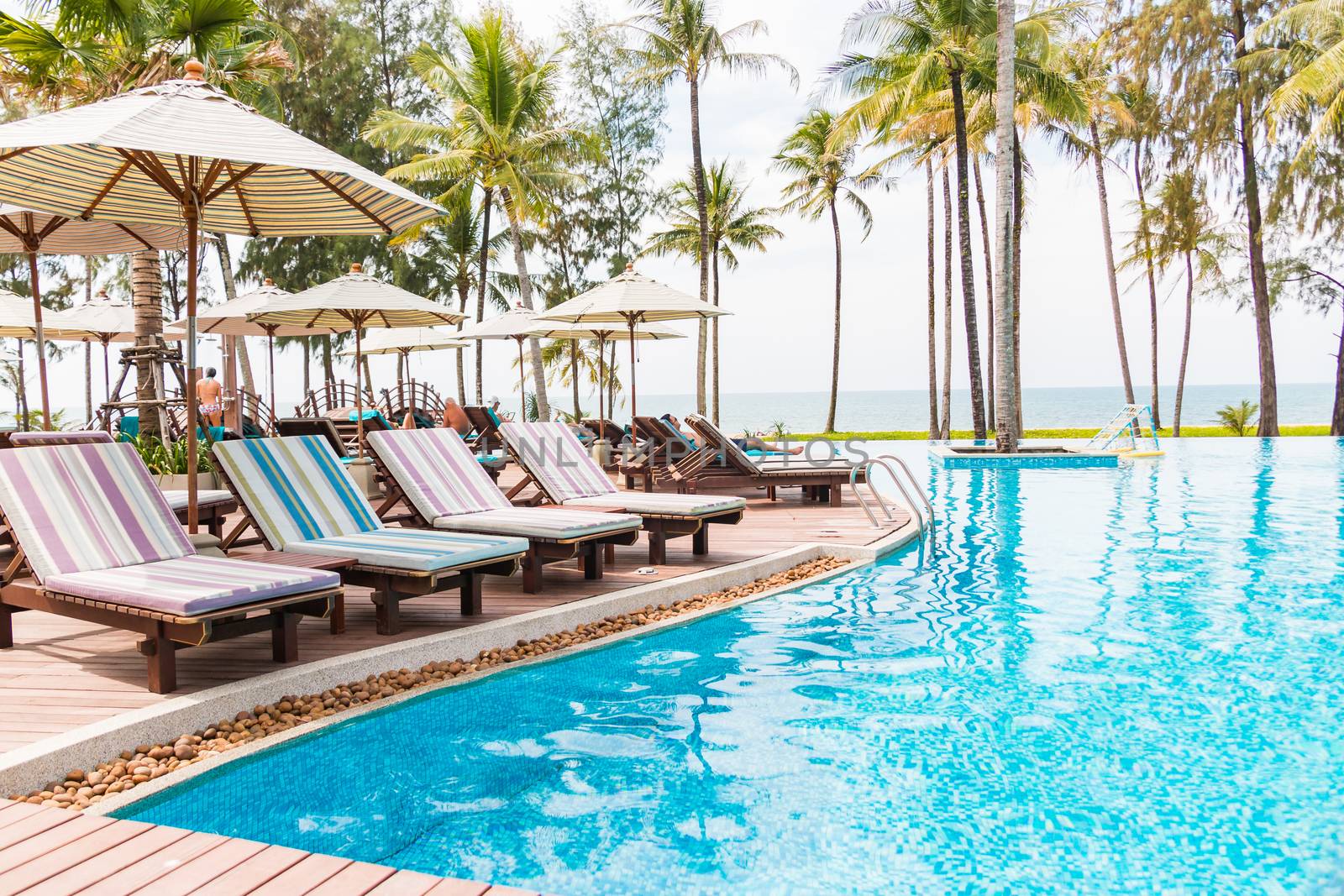 Luxurious swimming pool with ocean views