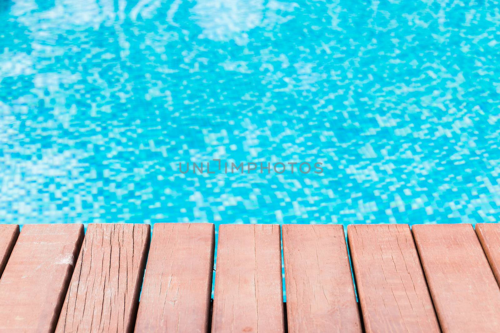 Wooden deck on water surface