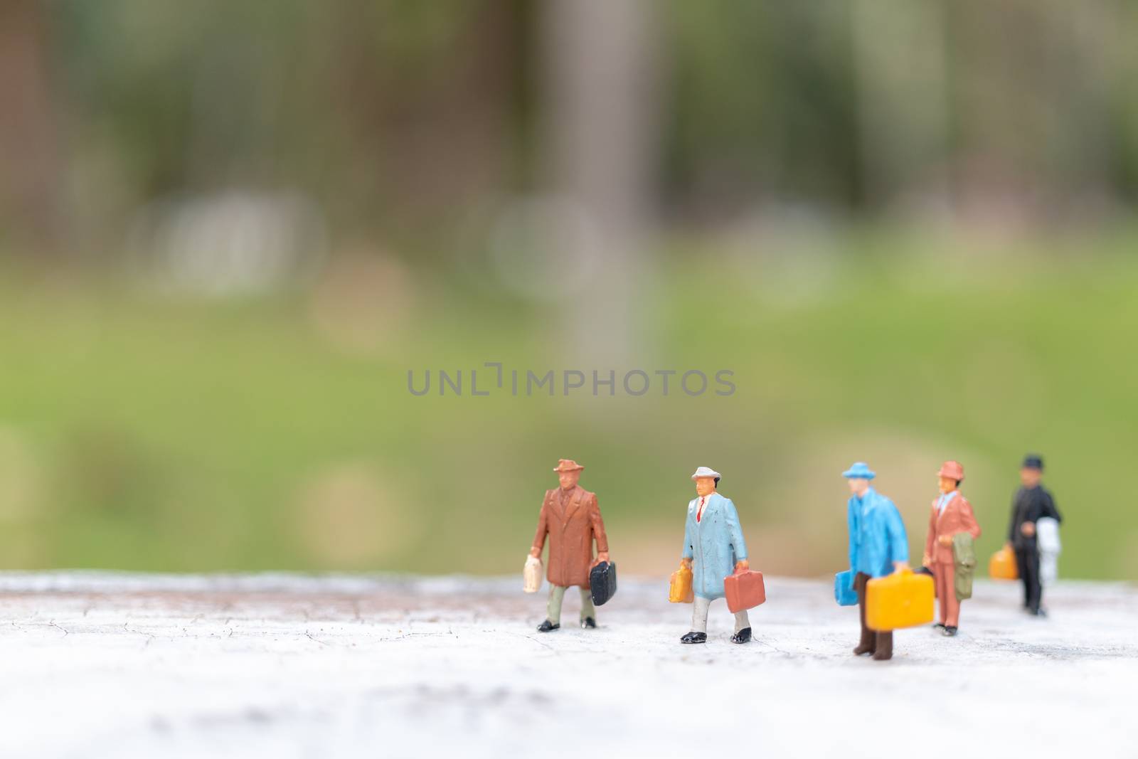 Miniature people : Traveler walking on street  , Travel and Adventure concepts.
