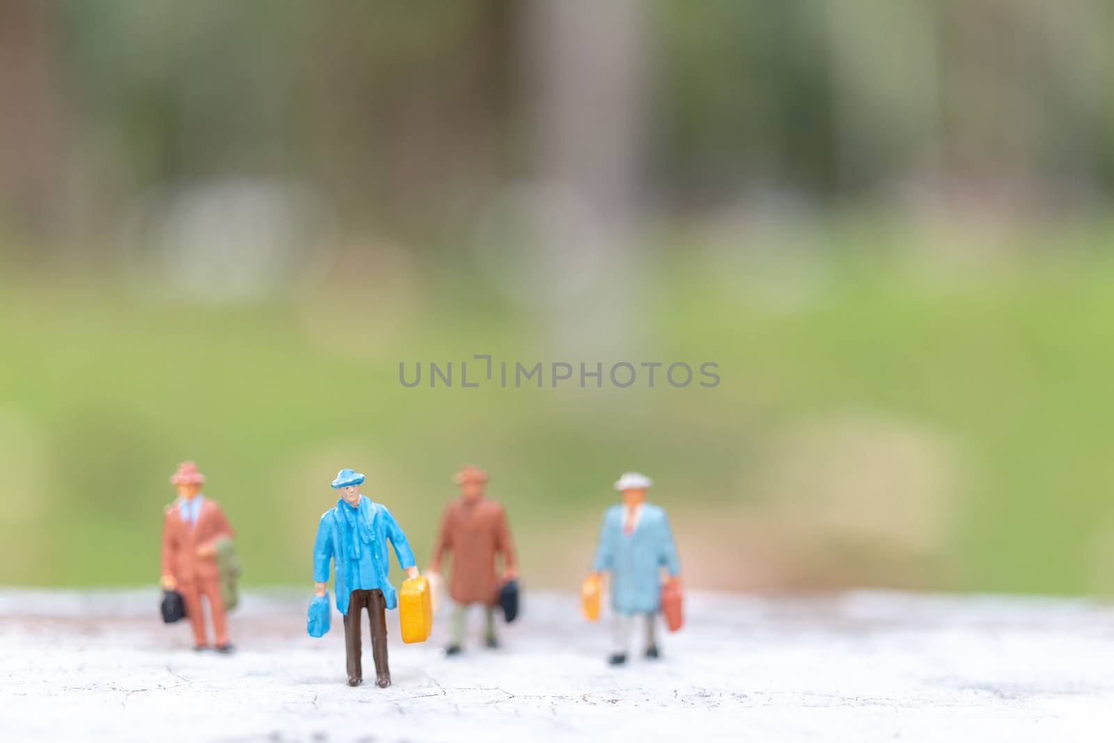 Miniature people : Traveler walking on street  , Travel and Adventure concepts.