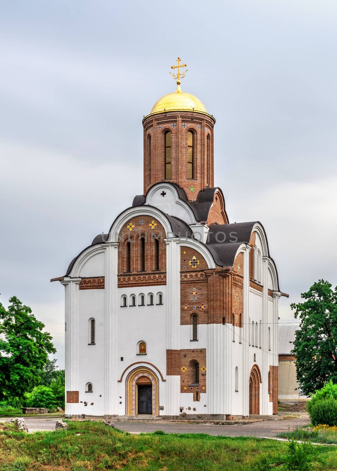 Bila Tserkva, Ukraine 06.20.2020. Georgiyivska or Heorhiyivska church in the city of Bila Tserkva, Ukraine, on a cloudy summer day