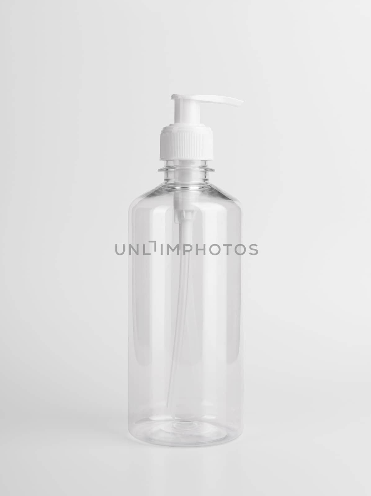 Blank Mockup plastic transparent bottle with dispenser airless pump using label and ads for Gel,soap,Alcohol,cream and cosmetics. by barameeyay