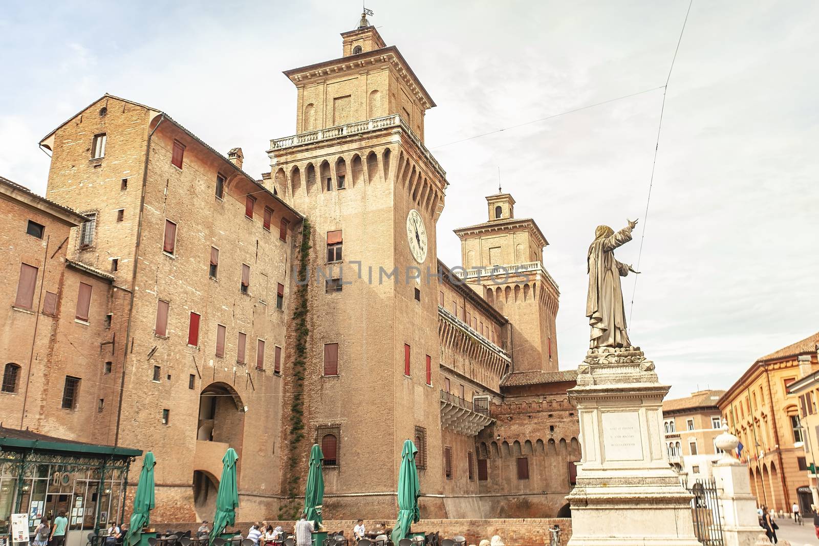 FERRARA, ITALY 29 JULY 2020 : Medieval castle of Ferrara the historical Italian city