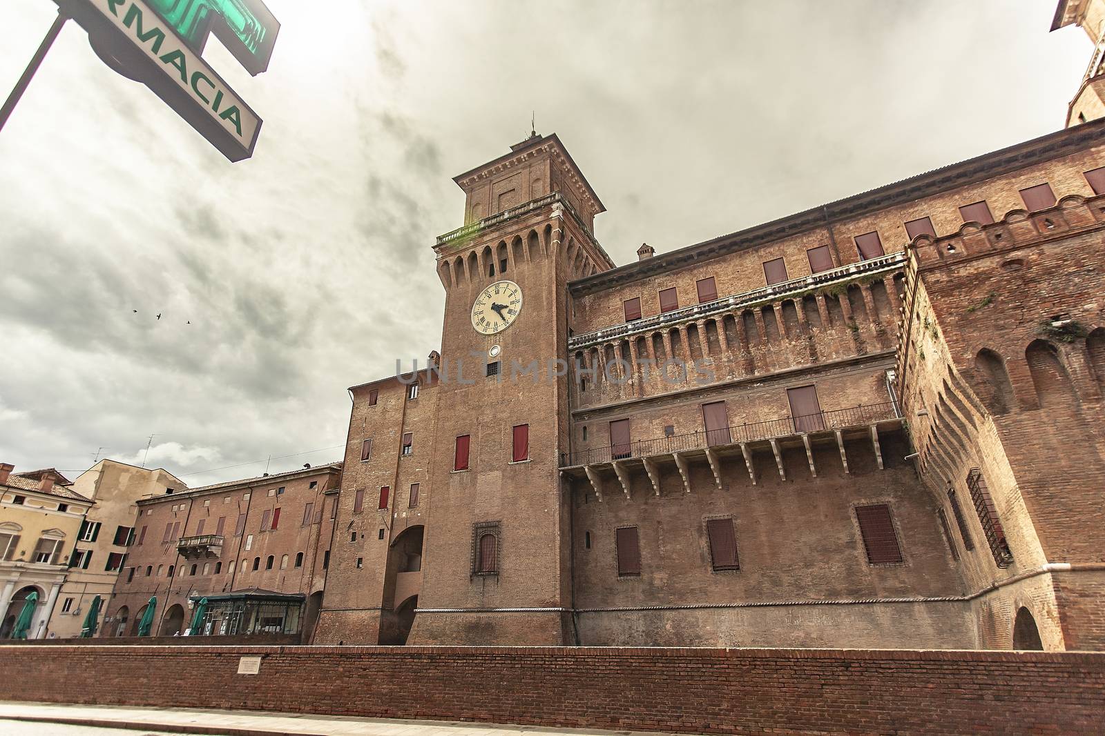 FERRARA, ITALY 29 JULY 2020 : Ferrara's medieval castle in Italy