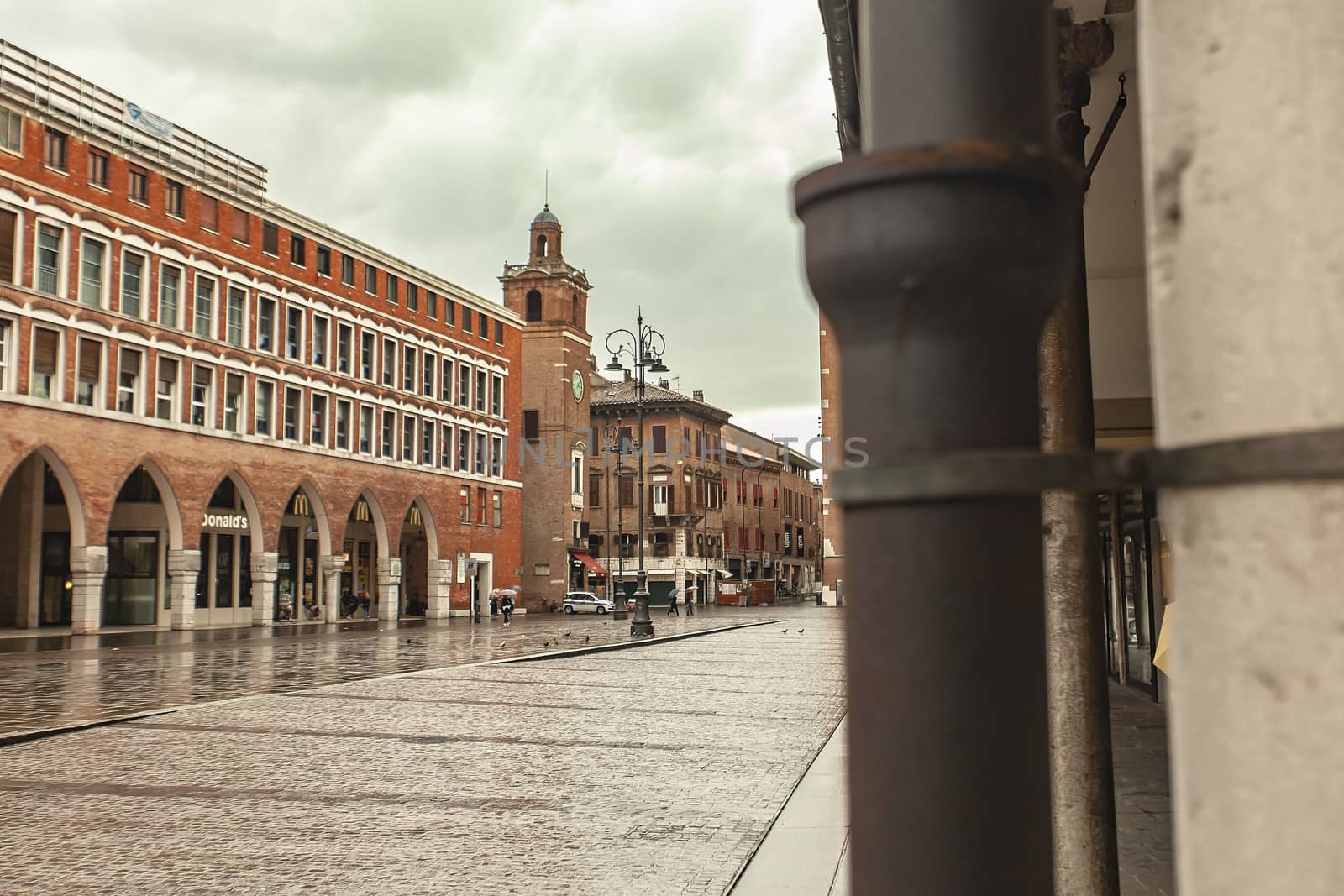 FERRARA, ITALY 29 JULY 2020 : Trento Trieste square in Ferrrara in Italy