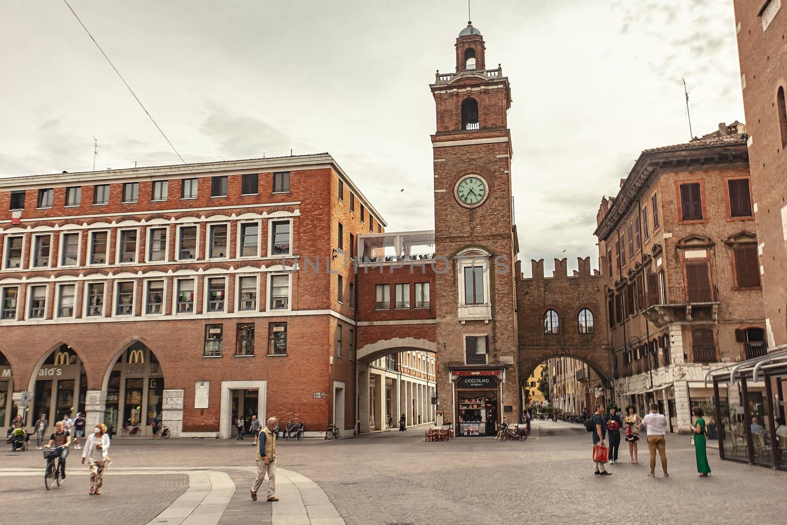 Piazza del Municipio in Ferrara with clock tower 2 by pippocarlot