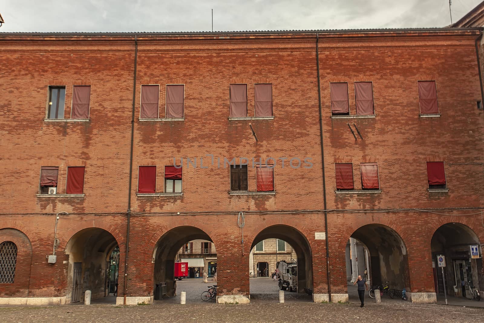 FERRARA, ITALY 29 JULY 2020 : Medieval castle of Ferrara the historical Italian city