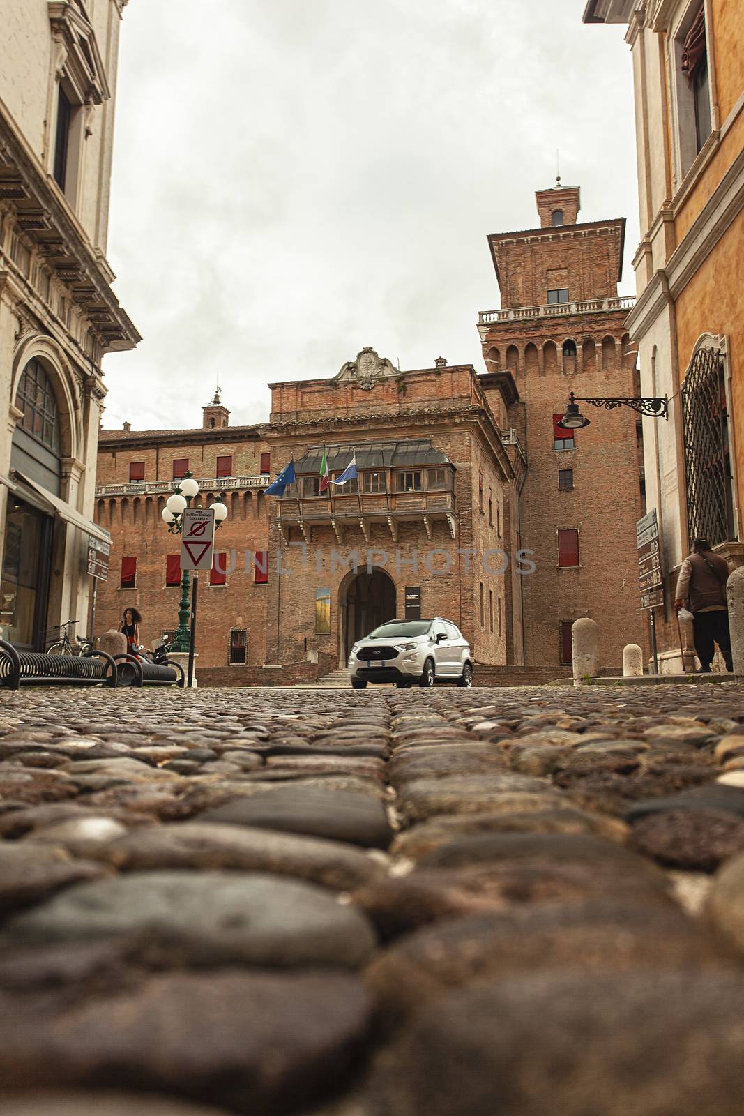 View of the castle of Ferrara from the street in front of it 4 by pippocarlot
