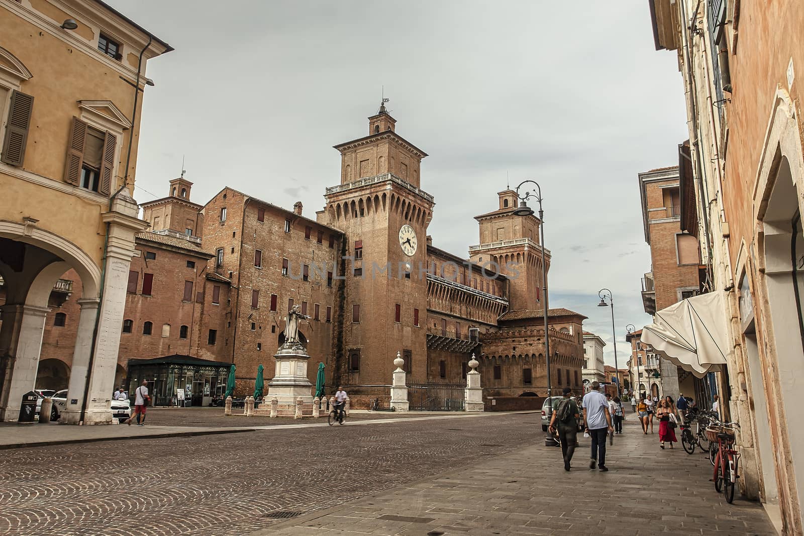 Evocative view of the castle of Ferrara with people and tourists 4 by pippocarlot