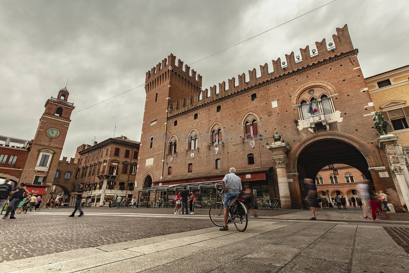 View of Piazza del Municipio in Ferrara in Italy by pippocarlot