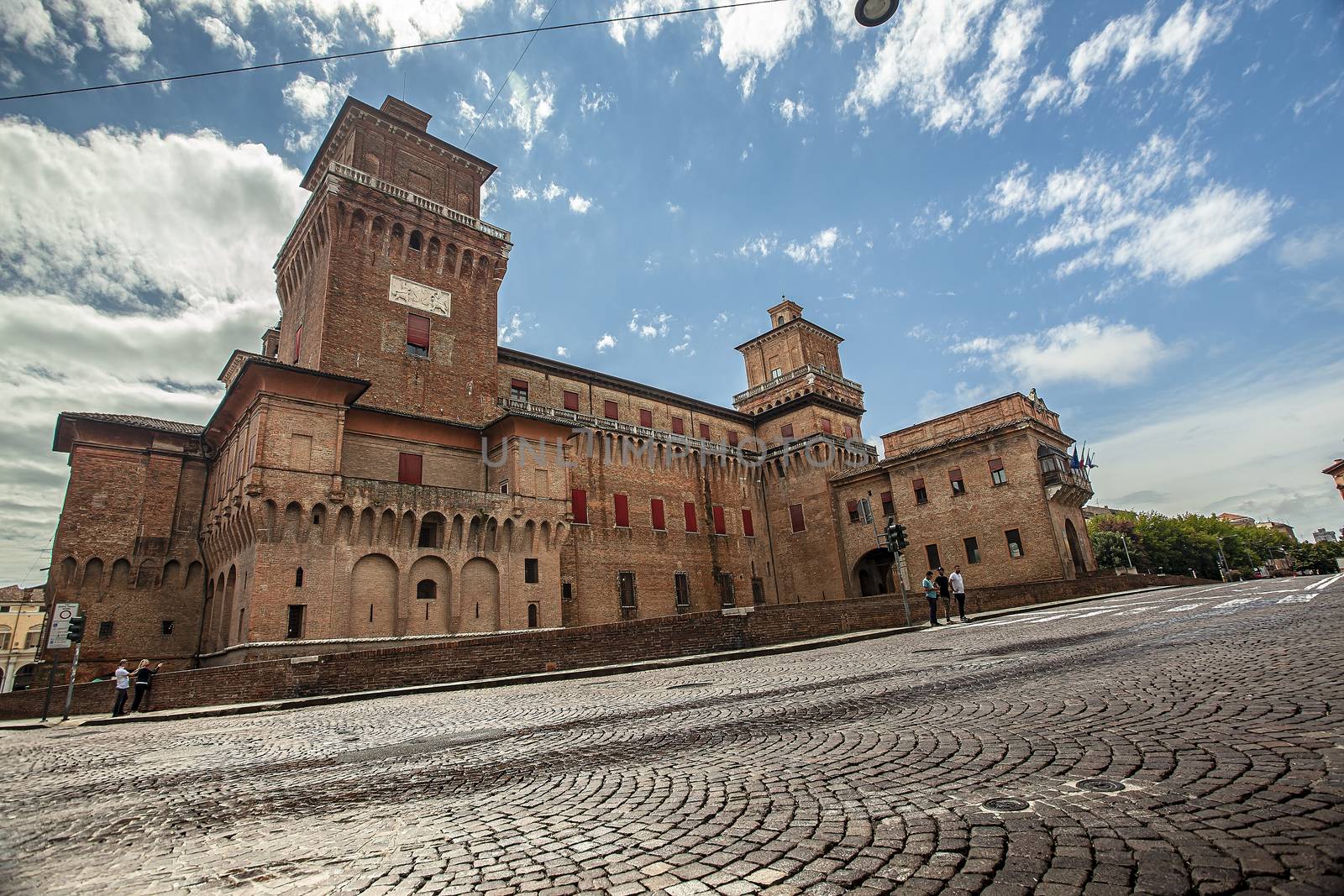 FERRARA, ITALY 29 JULY 2020 : Evocative view of the castle of Ferrara