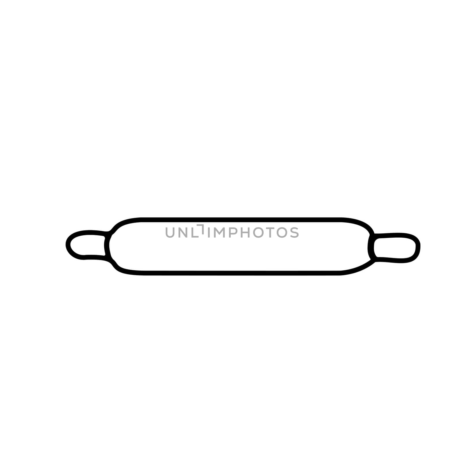 Rolling pin, hand drawn doodle sketch, sign and symbols black and white illustration