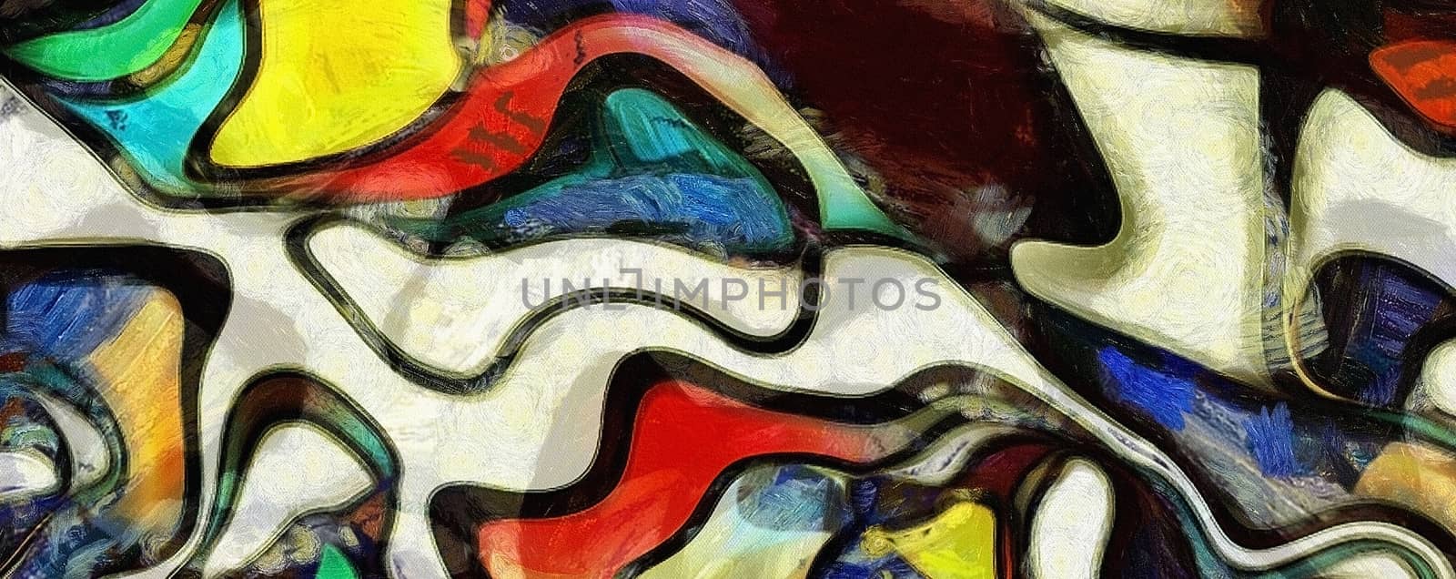 Abstract background. Swirling Shapes, Colors and Lines. 3D rendering