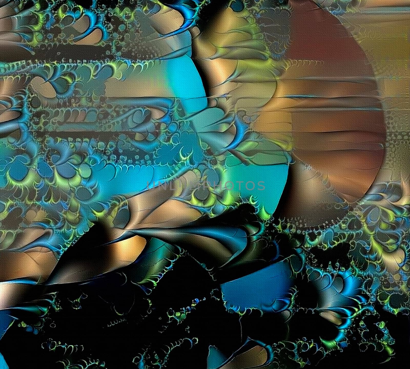 Vivid abstract painting. Fantastic fractal forms
