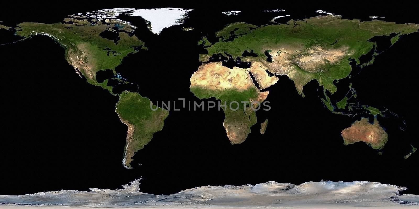 Earth Map Aerial View. 3D rendering
