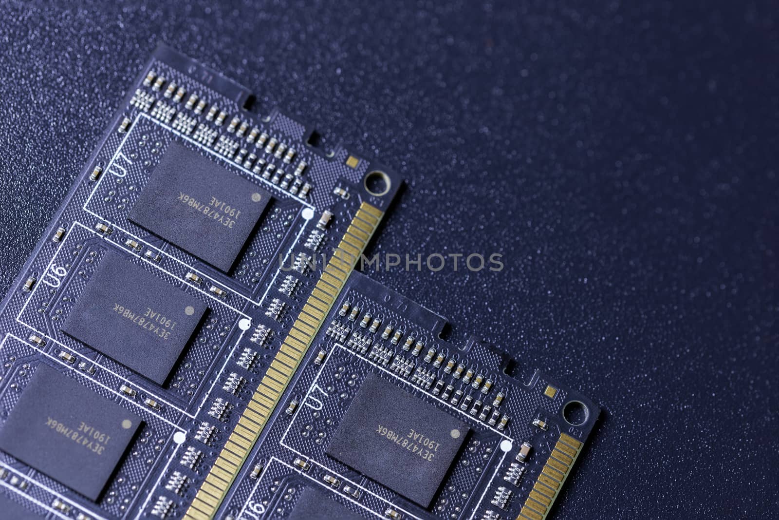 black pc memory universal dark cloesup background with selective focus.