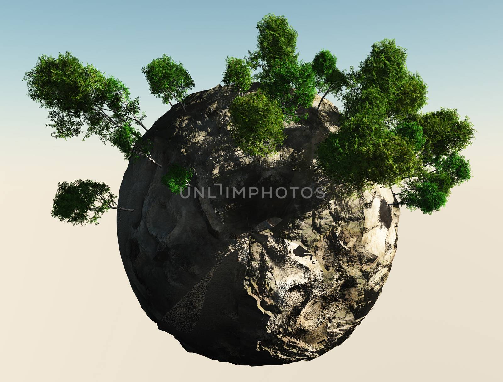 Small planet with trees