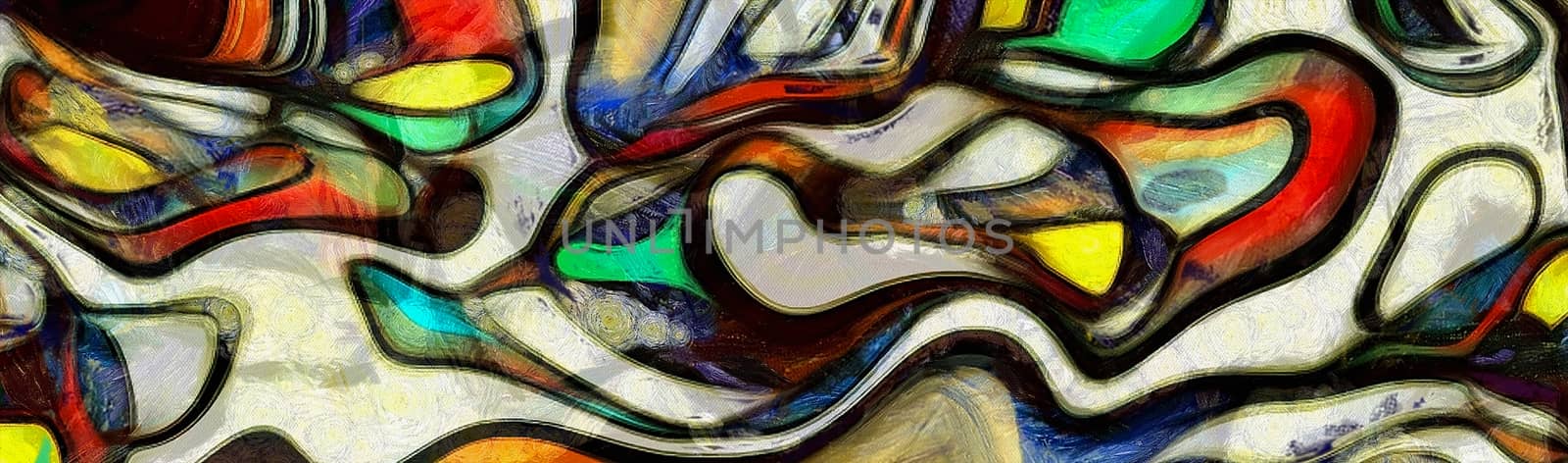 Swirling Shapes, Colors and Lines. 3D rendering
