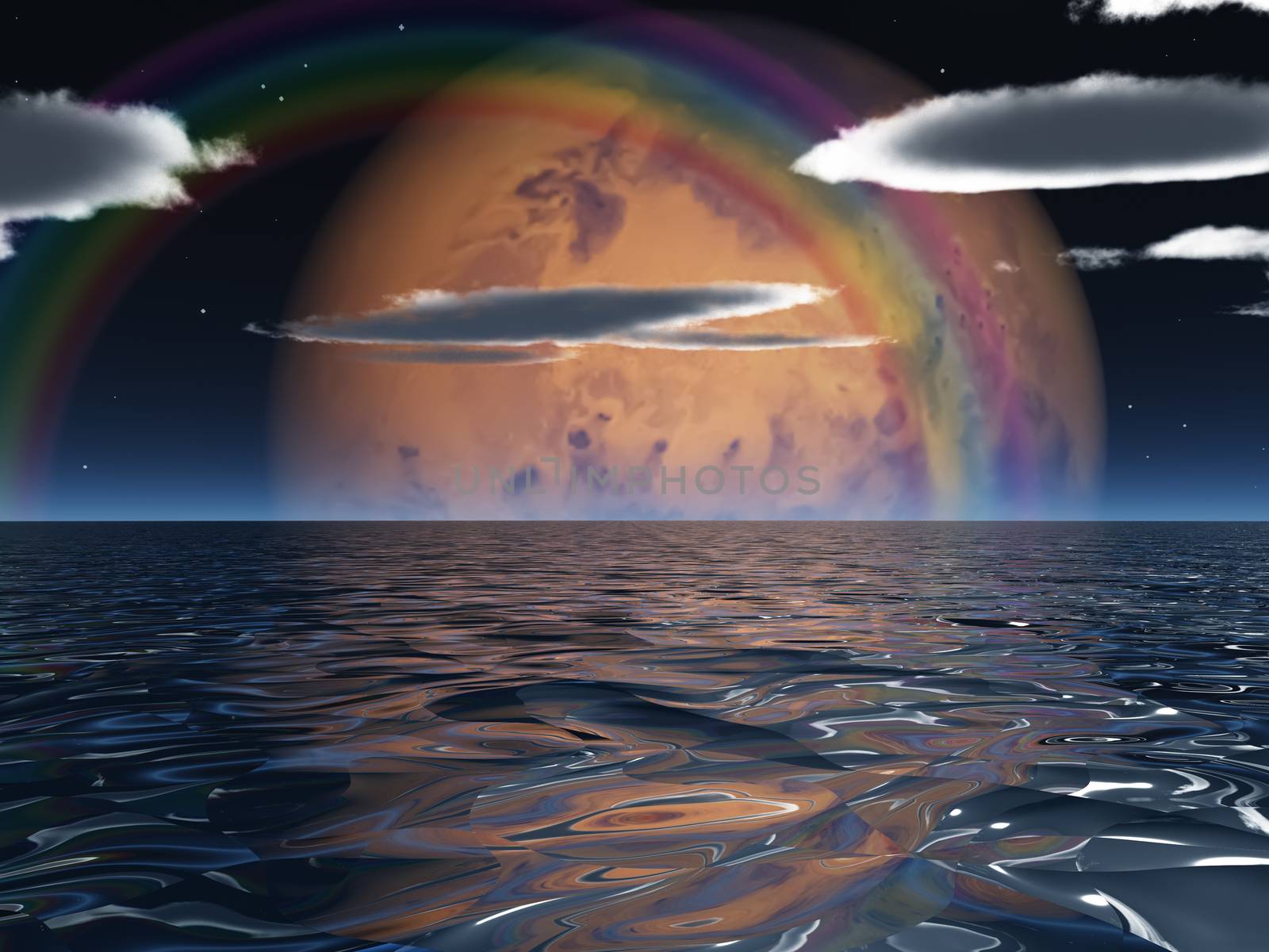 Ocean surface on water planet