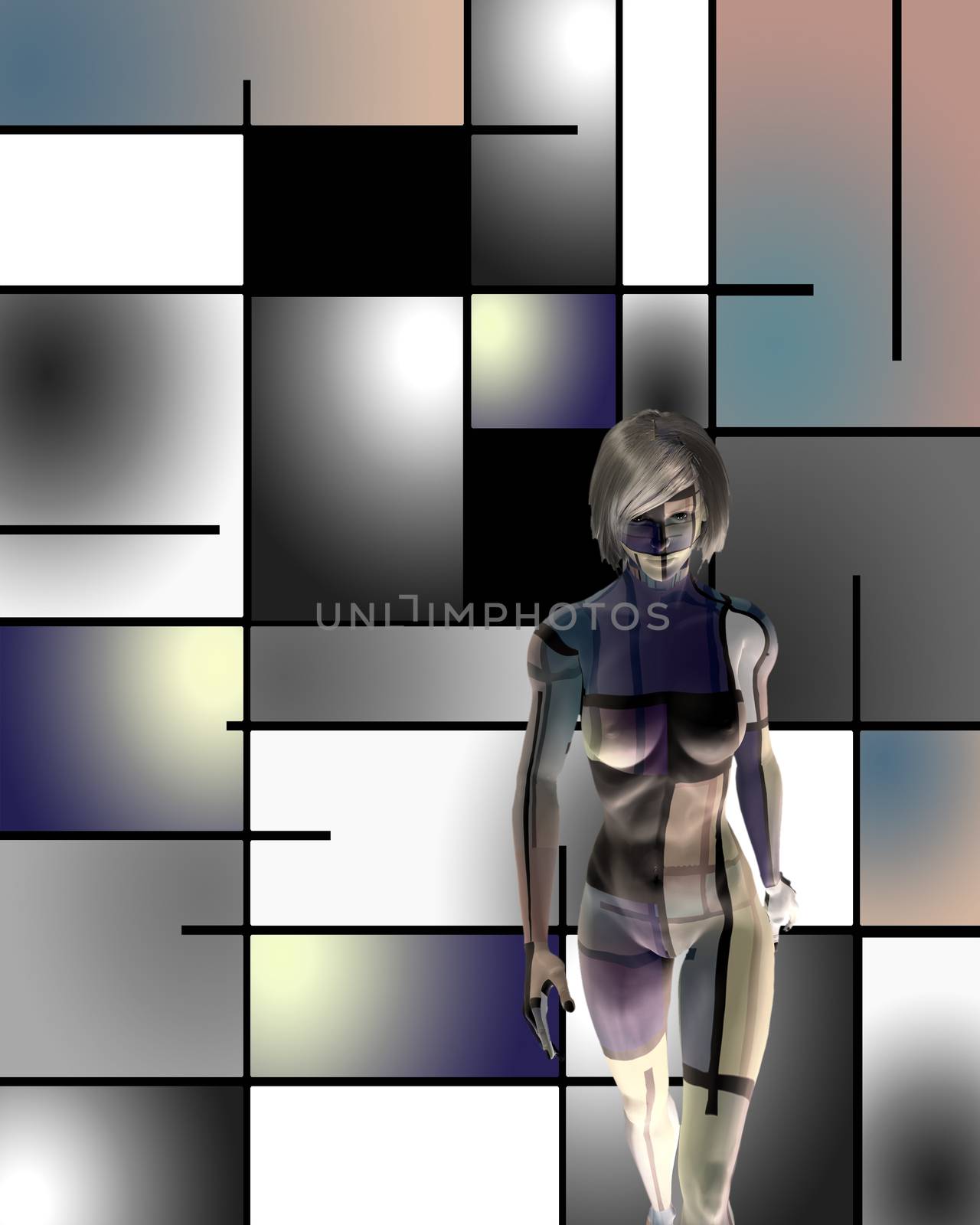 3D woman's model in art space by applesstock