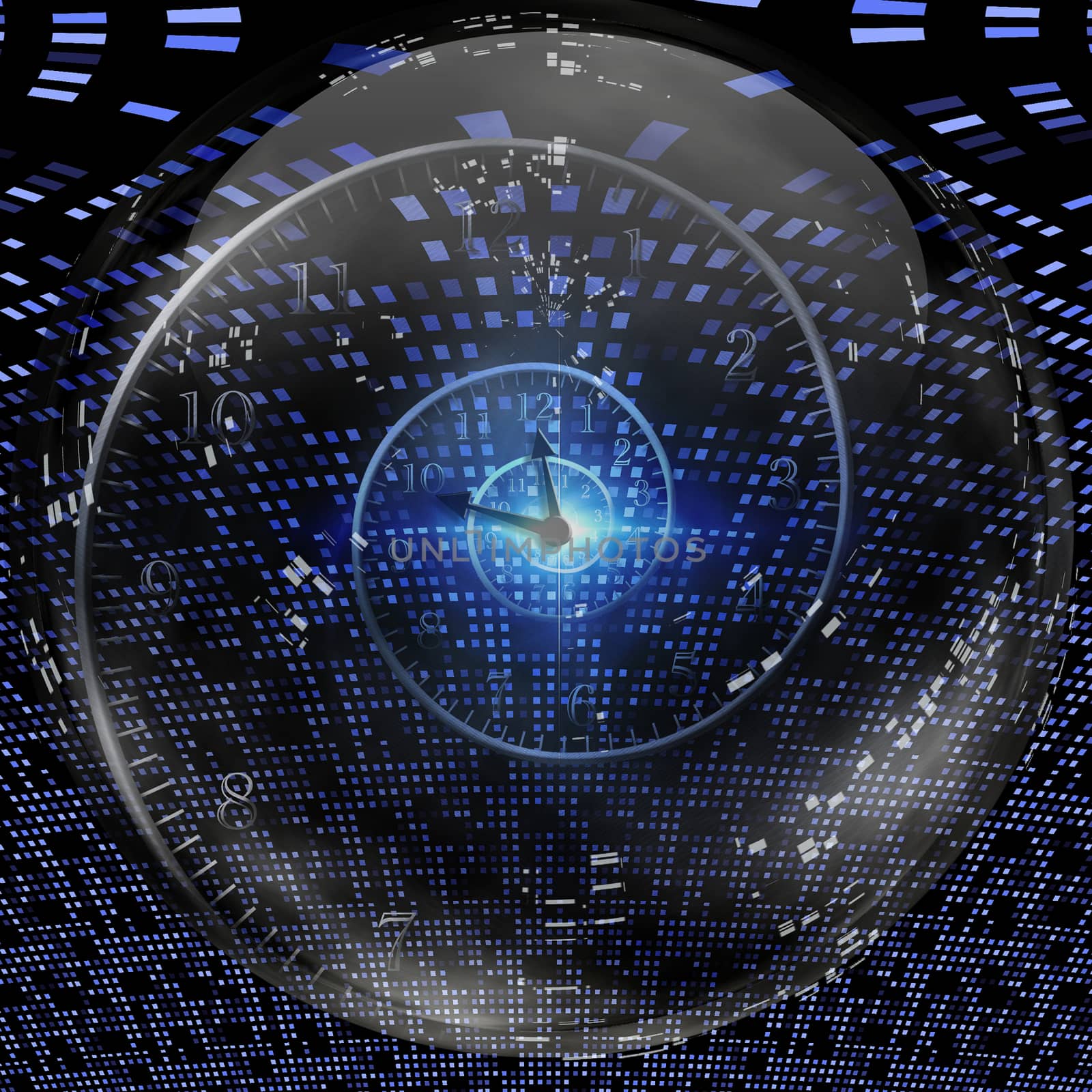 Spiral of time inside crystal ball.