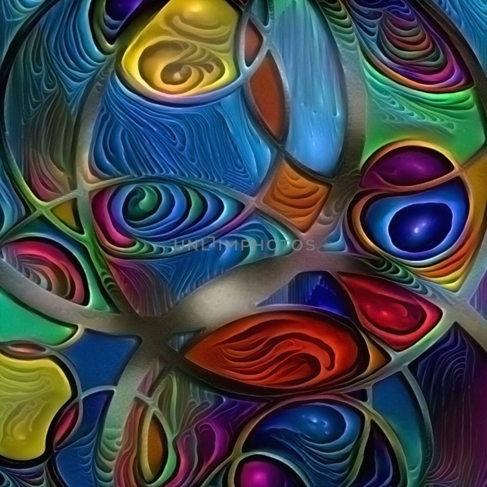Modern art abstract. Vivid overlapping circles