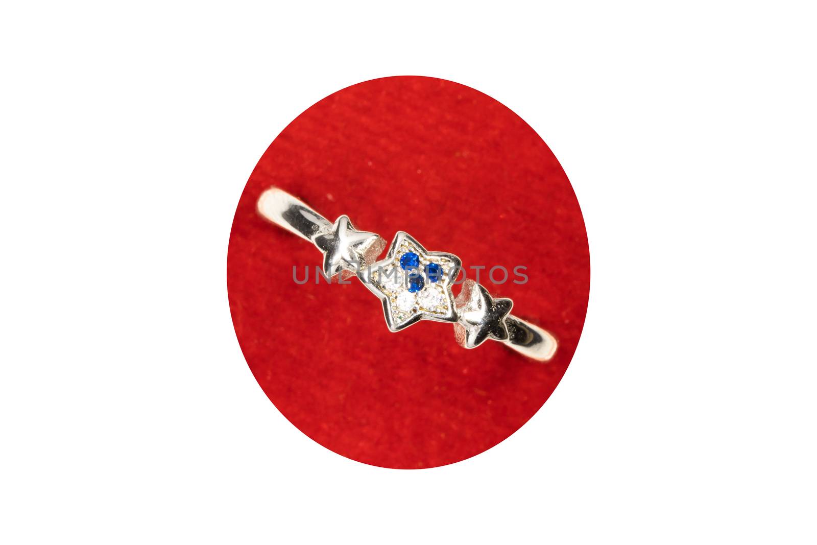 Ring design,three stars with 3 blue and white stones crystal designer ring Valentine Gift for girls and women