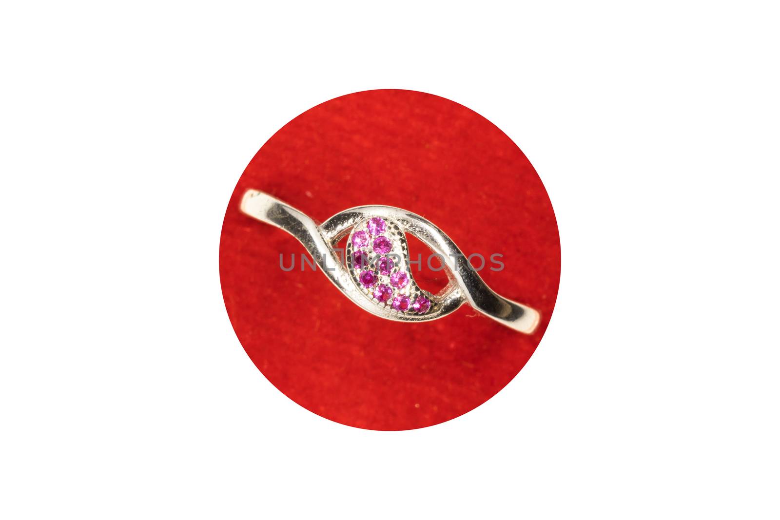 Red Stones Silver Crystal Designer Ring for Women and Girls by 9500102400