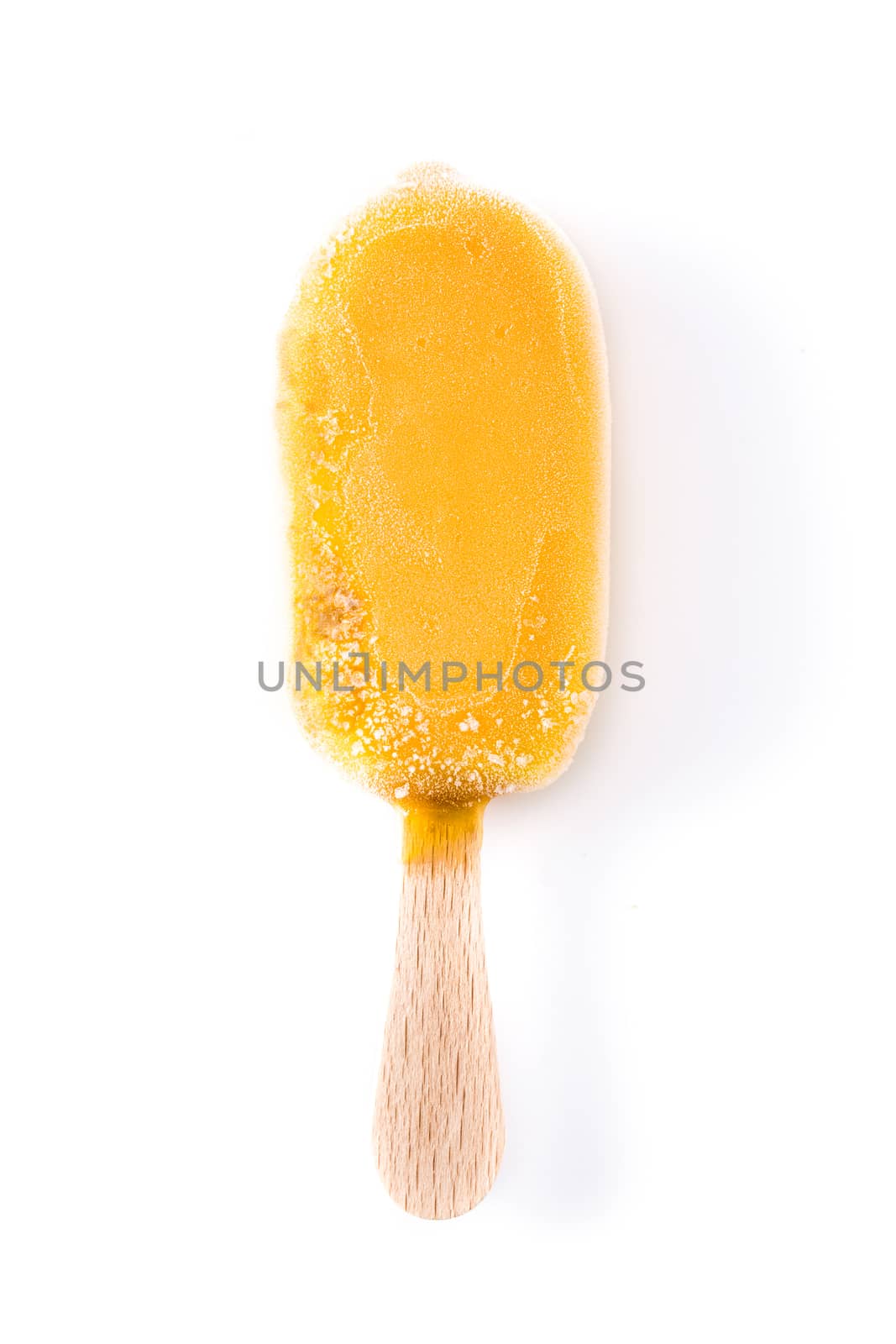 Orange popsicle isolated on white background