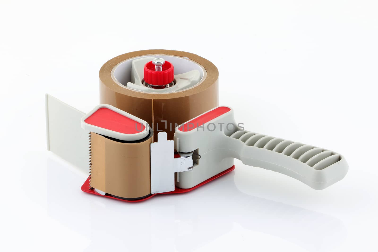 A Parcel tape dispenser laid on white background