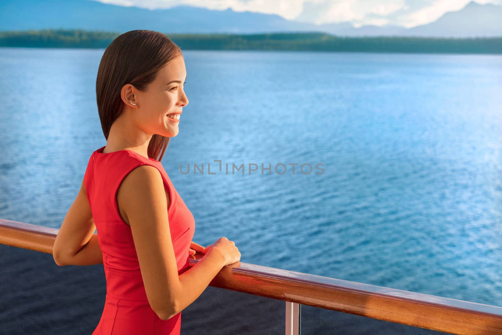 Luxury travel cruise ship elegant Asian woma by Maridav