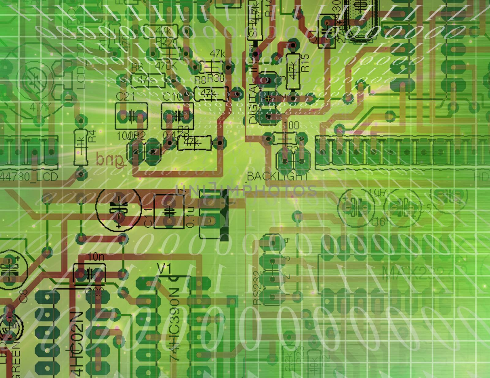Circuit Technology. Binary code stream