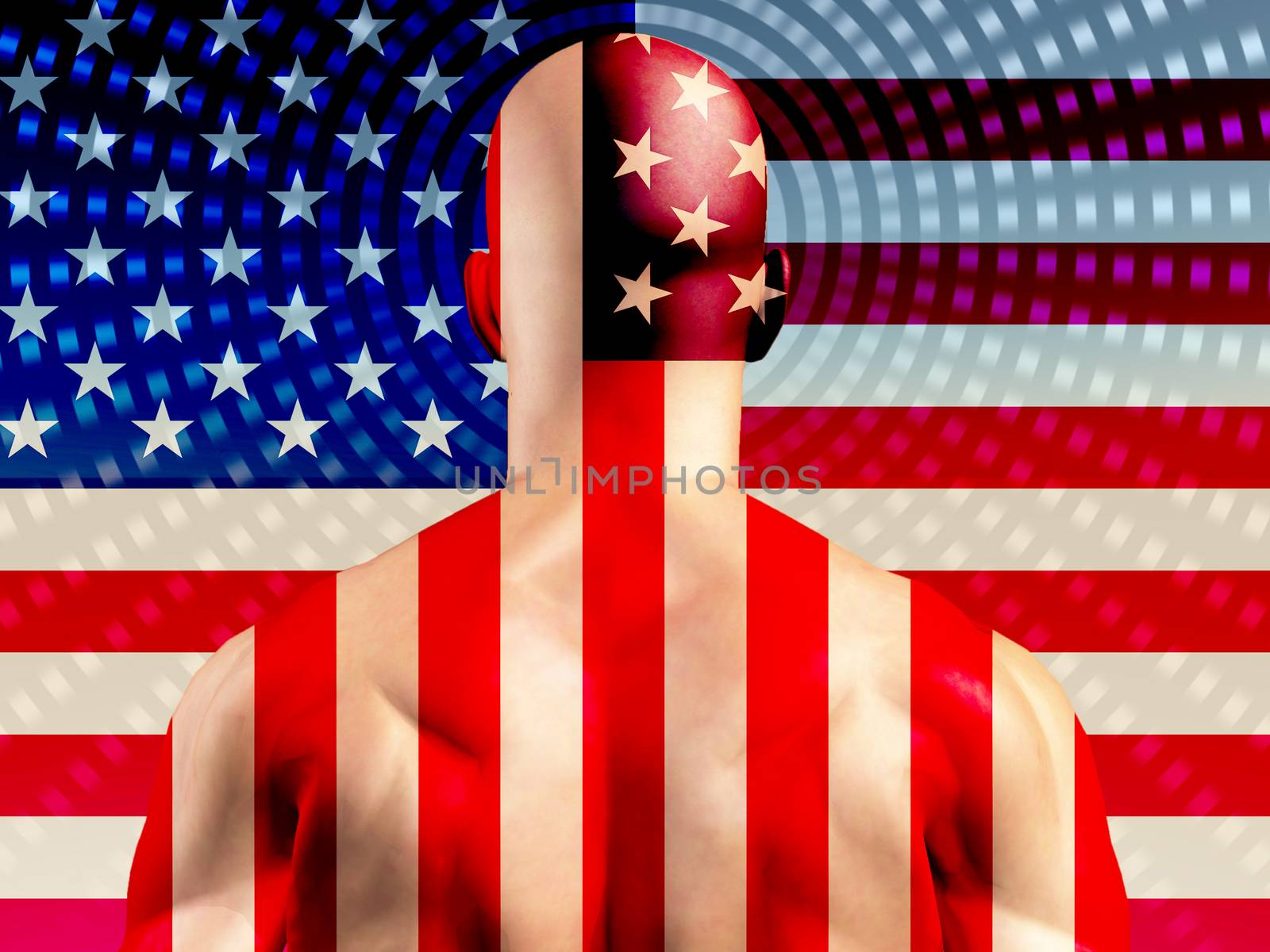 Muscular Man with USA Flag