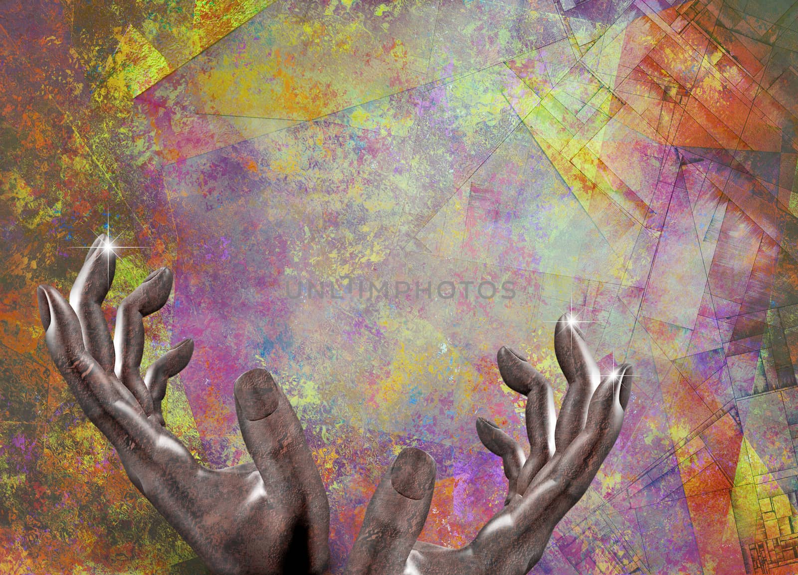 Human hands on abstract backgroung by applesstock