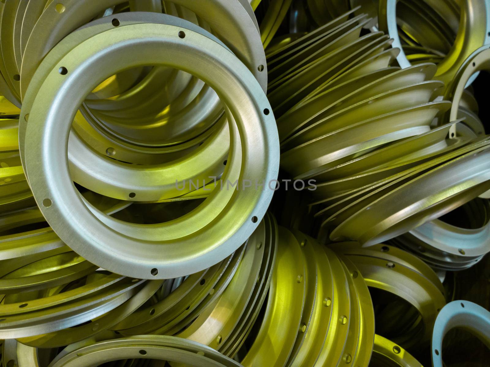 a batch of sulfur oxidated anodized aluminium parts.