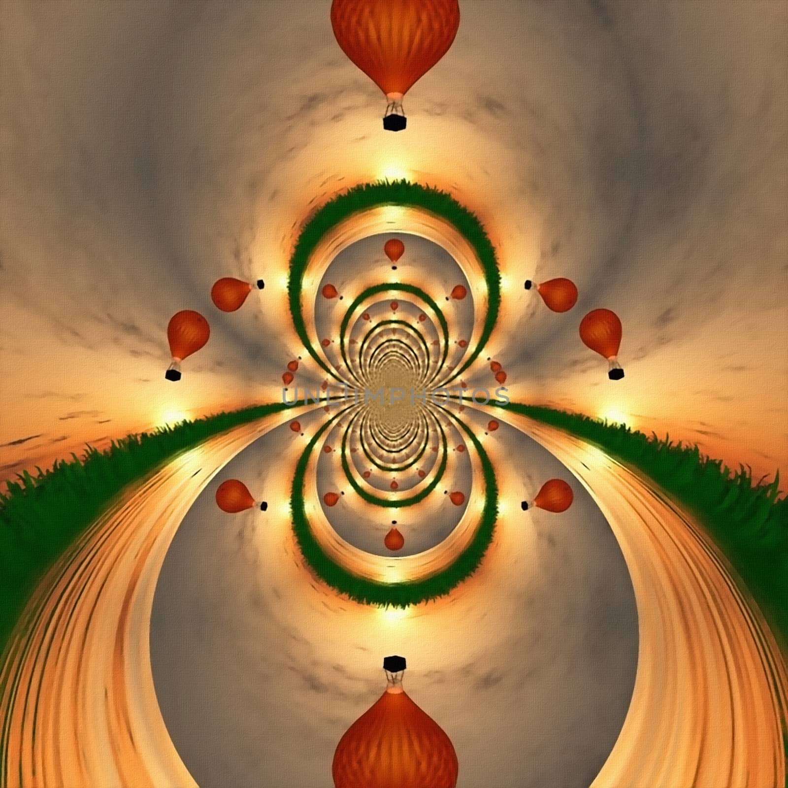 Hot balloons. Digital painting. Fractal