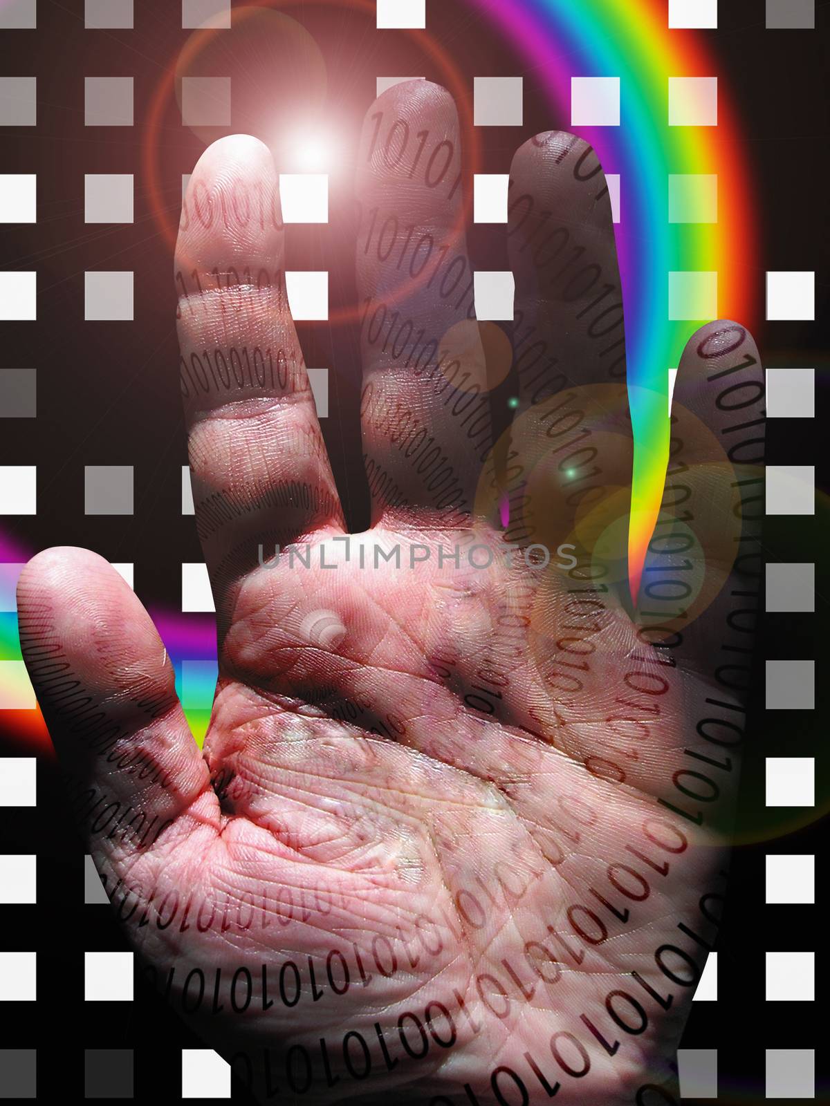 Human Binary Hand. Digital modern art