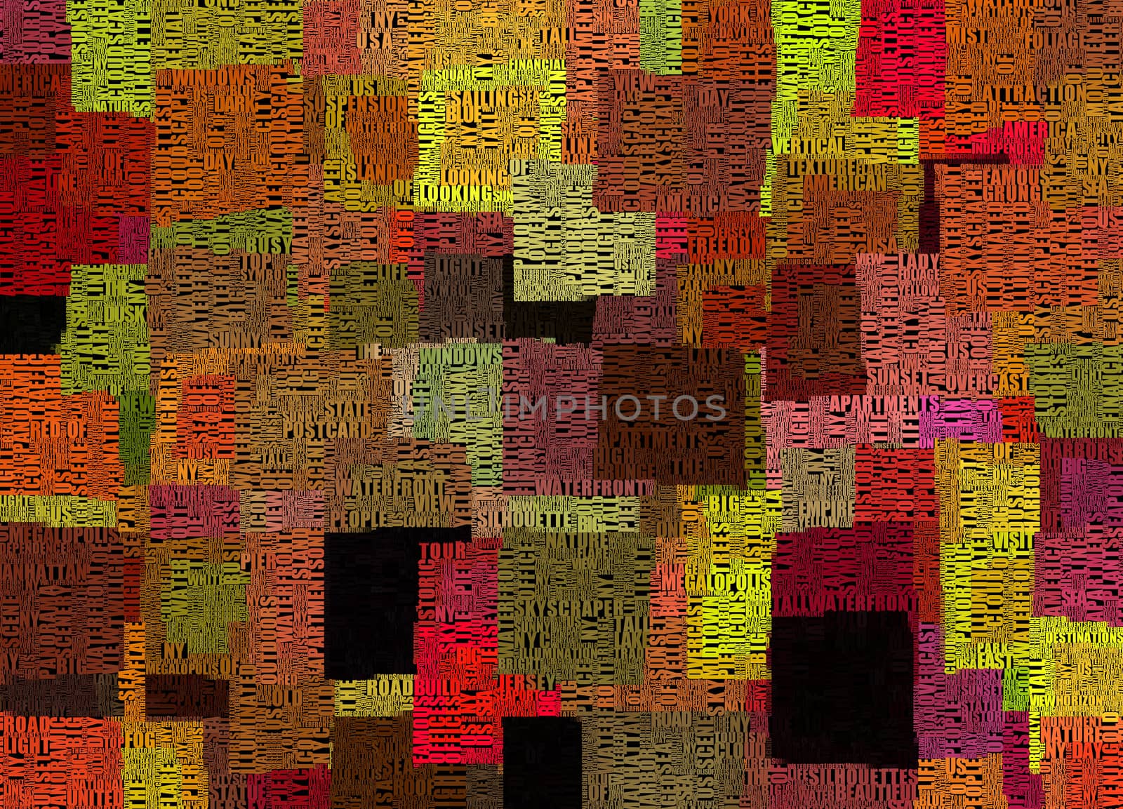 Square abstraction. Image composed of text and words