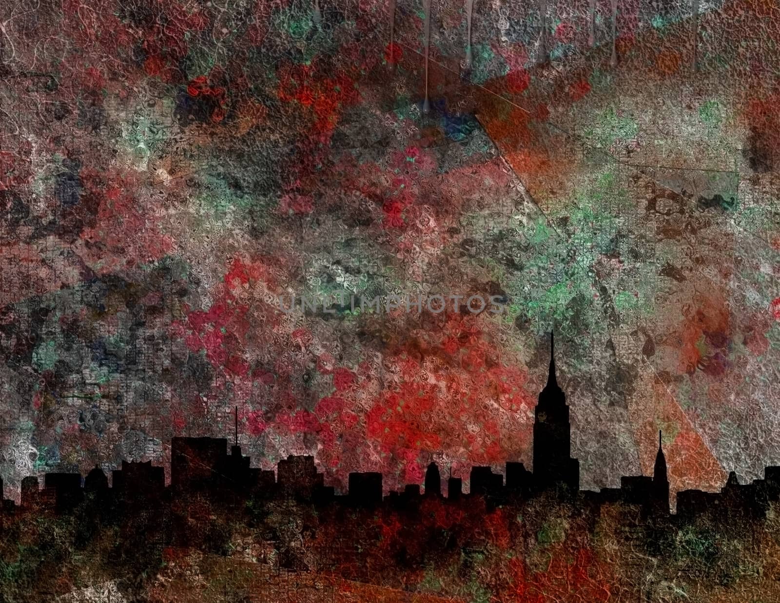 NY Abstract. New York skyline silhouette. Artwork for creative graphic design
