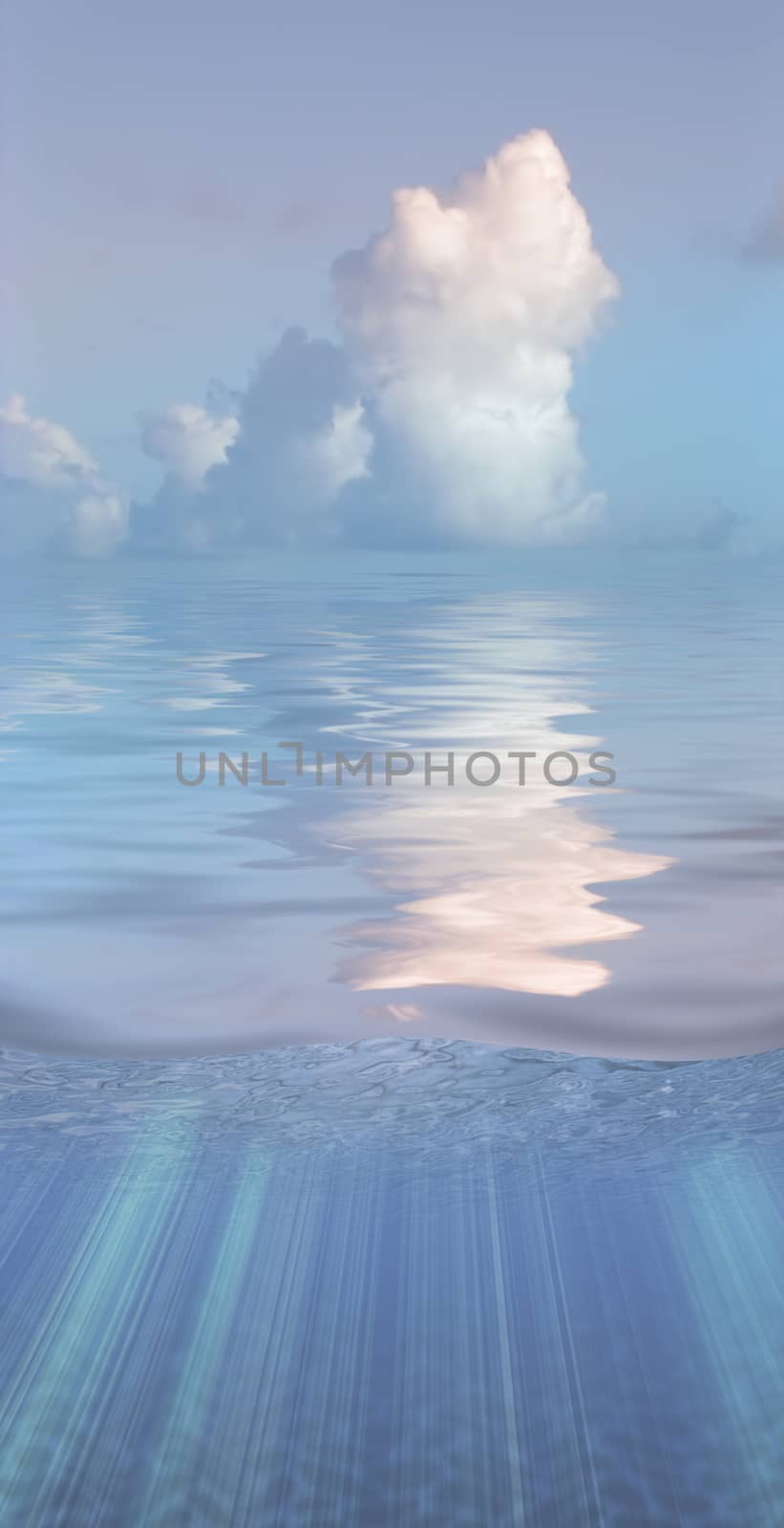 Clouds over water. Calm nature