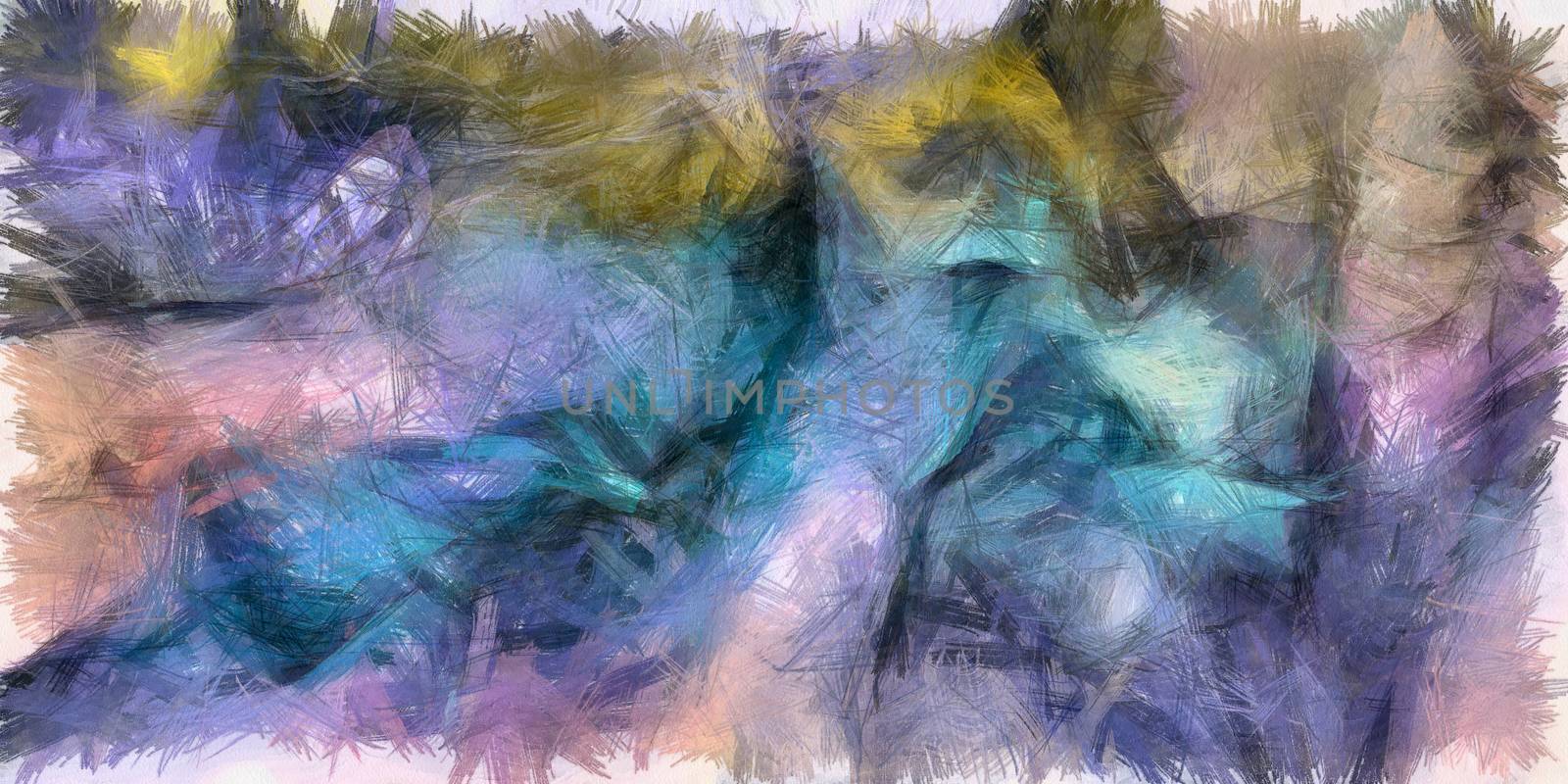 Colorful Abstract Painting Blue Azure Brush Strokes
