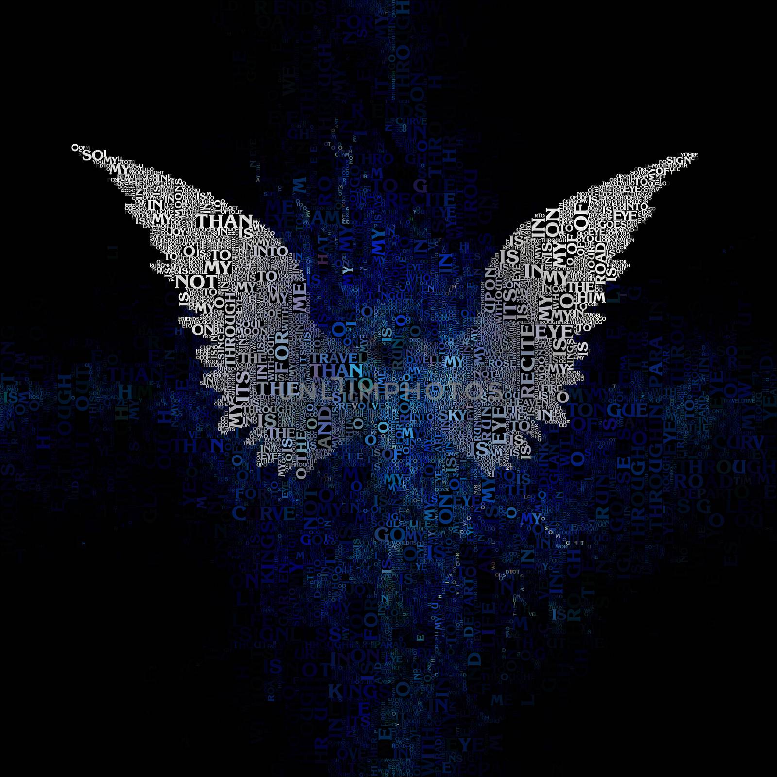 White wings with text. 3D rendering